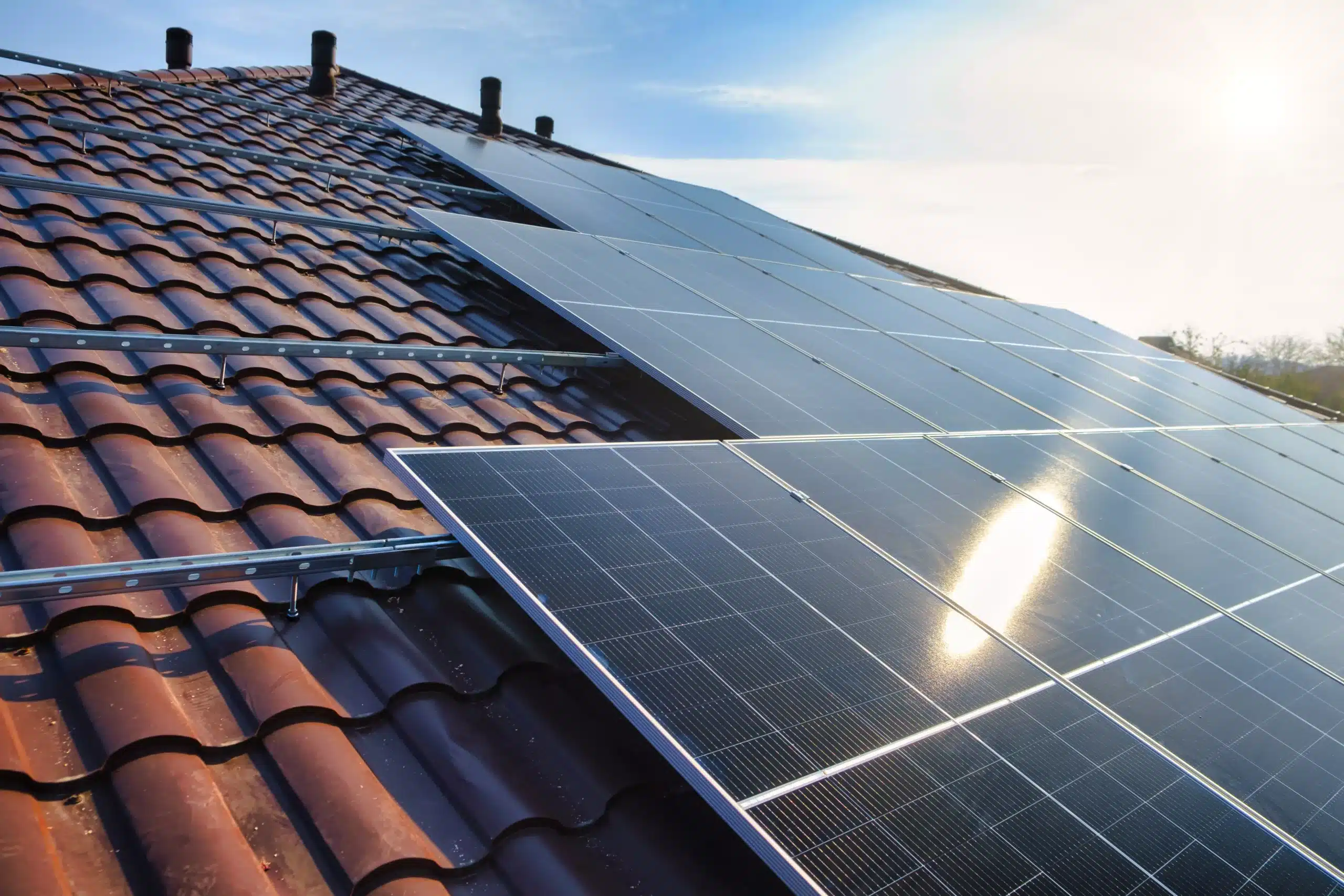 solar panels on a roof