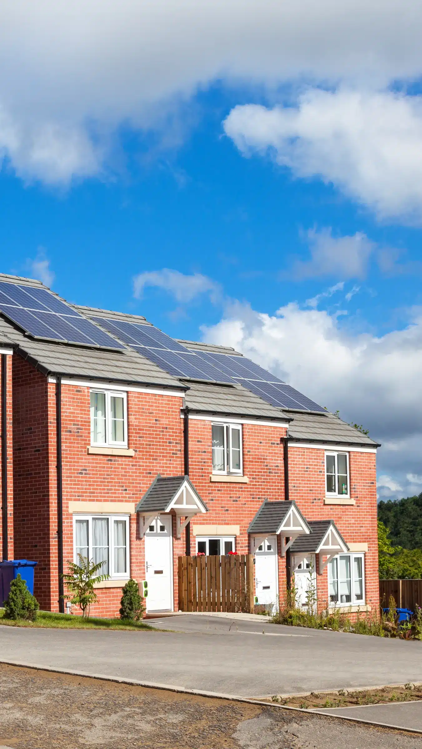Solar Panels Cost UK: Complete Guide to Home Installation Pricing 5 new build houses with solar panels installed